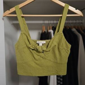Chic Olive Crop Top with Bow Detail